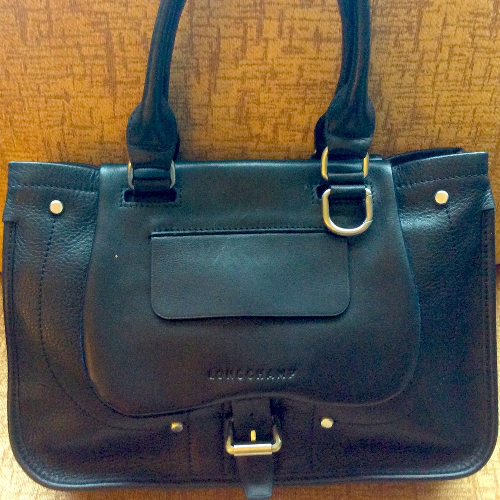 Authentic Longchamp Black Leather Handbag